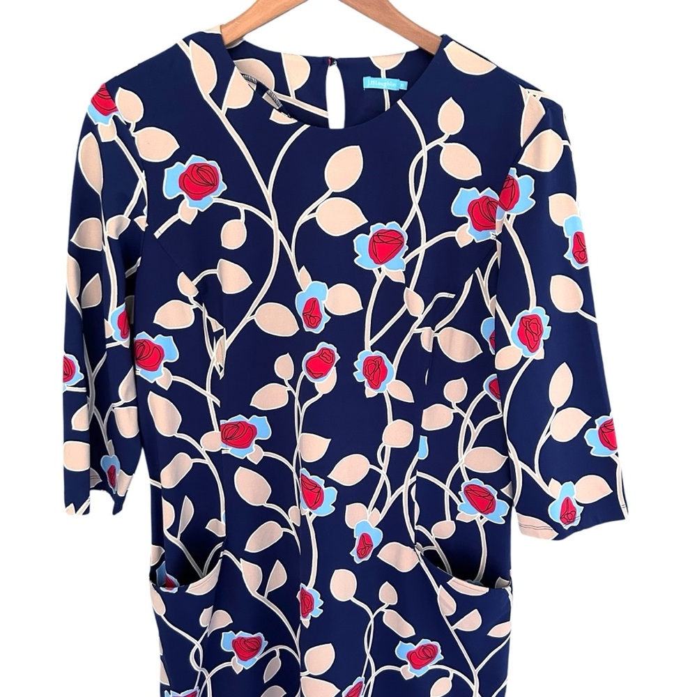 J. McLaughlin Catalyst Dress Saint Germaine Floral Catalina Cloth Navy Size XL - Picture 5 of 11